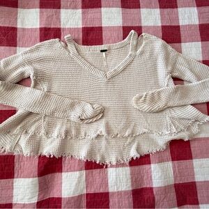 Free People Cream Textured Knit Sweater women’s size XS